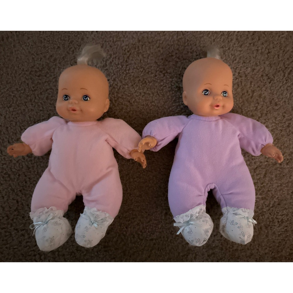 2 Magic Bottle Newborn Baby Plush Doll 1990 Tyco Vintage Pink‎ And Purple